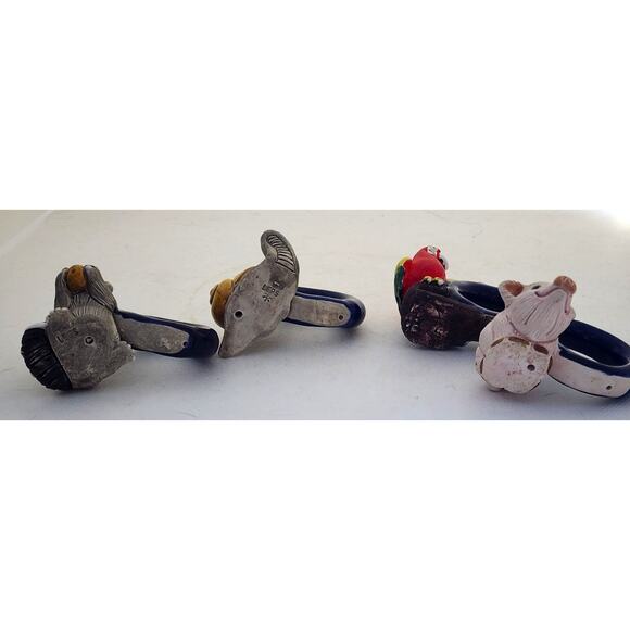 NAPKIN RINGS-LEPS Peru Terracotta-Snail, Pig, Parrot, Raccoon-Set of 4 - Picture 9 of 12